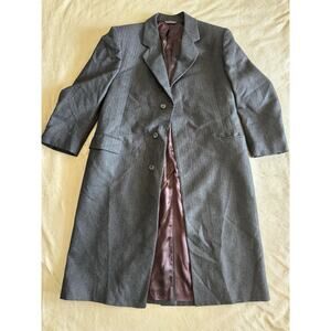 Di Silver 100%Wool Men’s 42 R Long Over Coat Single Breast Black